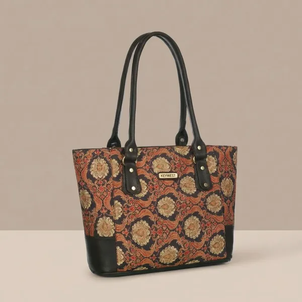 Keywest_Women's_Jute_Print_Office_Bag_|_Stylish_Bags_for_Office_Use_|_Laptop_Bag_15.6_inch_|_Stylish_Tote_for_Office_Use_|_Purse_for_Women_|_Vegan_Leather_Handbag_|_Daily_&_Travel_Use_|_Jodhpur_Damask