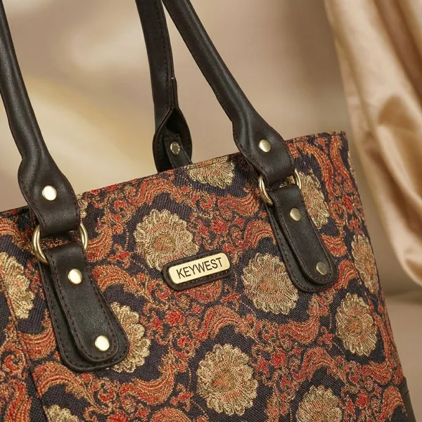 Keywest_Women's_Jute_Print_Office_Bag_|_Stylish_Bags_for_Office_Use_|_Laptop_Bag_15.6_inch_|_Stylish_Tote_for_Office_Use_|_Purse_for_Women_|_Vegan_Leather_Handbag_|_Daily_&_Travel_Use_|_Jodhpur_Damask