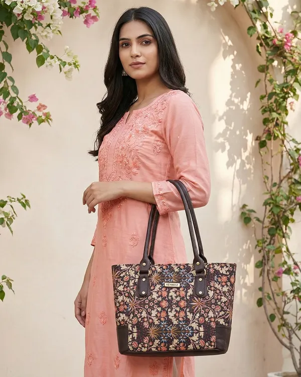 Keywest_Women's_Jute_Print_Office_Bag_|_Stylish_Bags_for_Office_Use_|_Laptop_Bag_15.6_inch_|_Stylish_Tote_for_Office_Use_|_Purse_for_Women_|_Vegan_Leather_Handbag_|_Daily_&_Travel_Use_|_Kashmir_Blooms