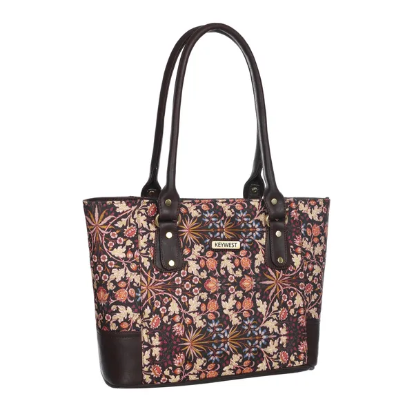 Keywest_Women's_Jute_Print_Office_Bag_|_Stylish_Bags_for_Office_Use_|_Laptop_Bag_15.6_inch_|_Stylish_Tote_for_Office_Use_|_Purse_for_Women_|_Vegan_Leather_Handbag_|_Daily_&_Travel_Use_|_Kashmir_Blooms