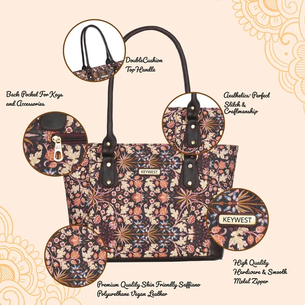 Keywest_Women's_Jute_Print_Office_Bag_|_Stylish_Bags_for_Office_Use_|_Laptop_Bag_15.6_inch_|_Stylish_Tote_for_Office_Use_|_Purse_for_Women_|_Vegan_Leather_Handbag_|_Daily_&_Travel_Use_|_Kashmir_Blooms