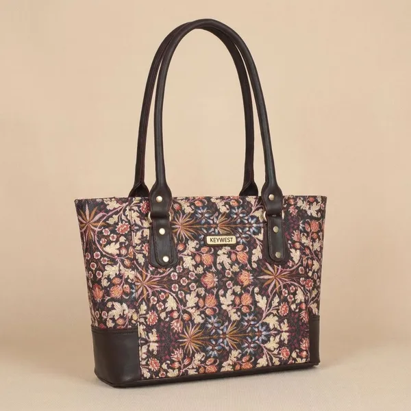 Keywest_Women's_Jute_Print_Office_Bag_|_Stylish_Bags_for_Office_Use_|_Laptop_Bag_15.6_inch_|_Stylish_Tote_for_Office_Use_|_Purse_for_Women_|_Vegan_Leather_Handbag_|_Daily_&_Travel_Use_|_Kashmir_Blooms