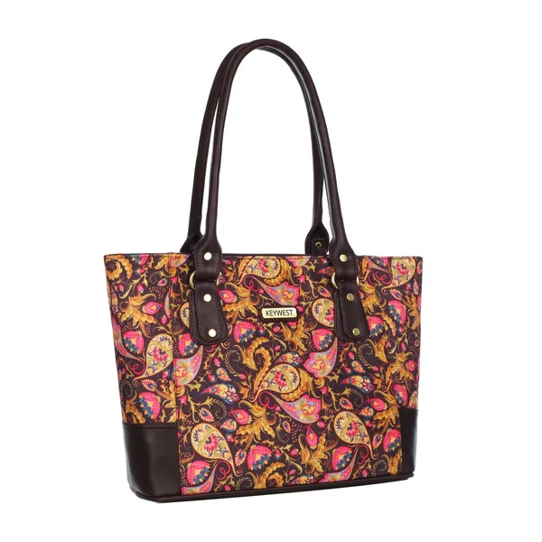 Keywest_Women's_Jute_Print_Office_Bag_|_Stylish_Bags_for_Office_Use_|_Laptop_Bag_15.6_inch_|_Stylish_Tote_for_Office_Use_|_Purse_for_Women_|_Vegan_Leather_Handbag_|_Daily_&_Travel_Use_|_Paisley_Print
