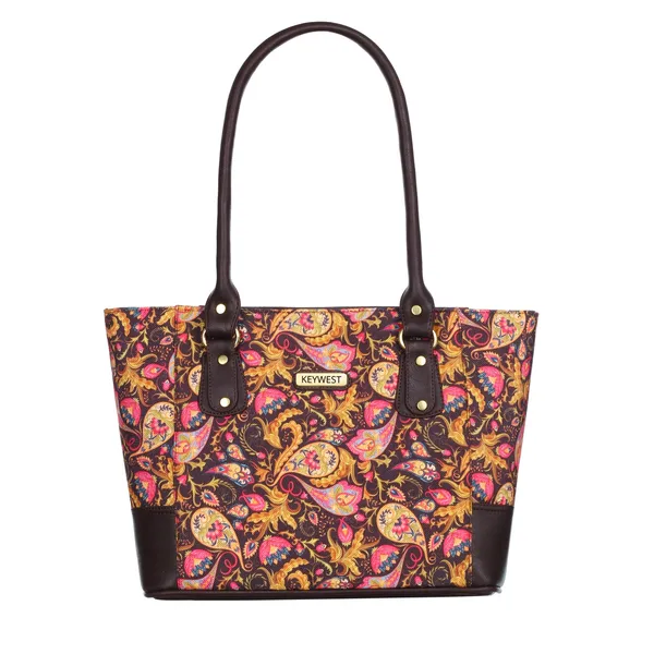 Keywest_Women's_Jute_Print_Office_Bag_|_Stylish_Bags_for_Office_Use_|_Laptop_Bag_15.6_inch_|_Stylish_Tote_for_Office_Use_|_Purse_for_Women_|_Vegan_Leather_Handbag_|_Daily_&_Travel_Use_|_Paisley_Print