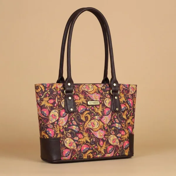 Keywest_Women's_Jute_Print_Office_Bag_|_Stylish_Bags_for_Office_Use_|_Laptop_Bag_15.6_inch_|_Stylish_Tote_for_Office_Use_|_Purse_for_Women_|_Vegan_Leather_Handbag_|_Daily_&_Travel_Use_|_Paisley_Print