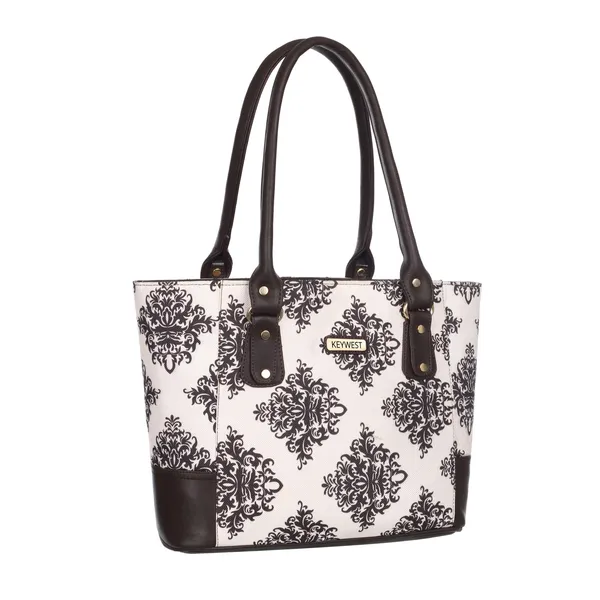 Keywest_Women's_Jute_Print_Office_Bag_|_Stylish_Bags_for_Office_Use_|_Laptop_Bag_15.6_inch_|_Stylish_Tote_for_Office_Use_|_Purse_for_Women_|_Vegan_Leather_Handbag_|_Daily_&_Travel_Use_|_Mughal_Motif