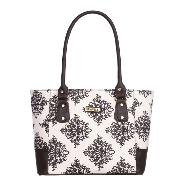 Keywest_Women's_Jute_Print_Office_Bag_|_Stylish_Bags_for_Office_Use_|_Laptop_Bag_15.6_inch_|_Stylish_Tote_for_Office_Use_|_Purse_for_Women_|_Vegan_Leather_Handbag_|_Daily_&_Travel_Use_|_Mughal_Motif