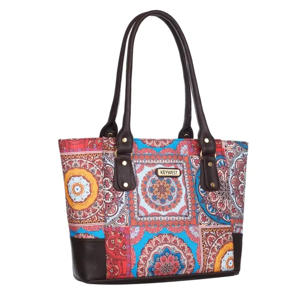 Keywest_Women's_Jute_Print_Office_Bag_|_Stylish_Bags_for_Office_Use_|_Laptop_Bag_15.6_inch_|_Stylish_Tote_for_Office_Use_|_Purse_for_Women_|_Vegan_Leather_Handbag_|_Daily_&_Travel_Use_|_Mandala_Print