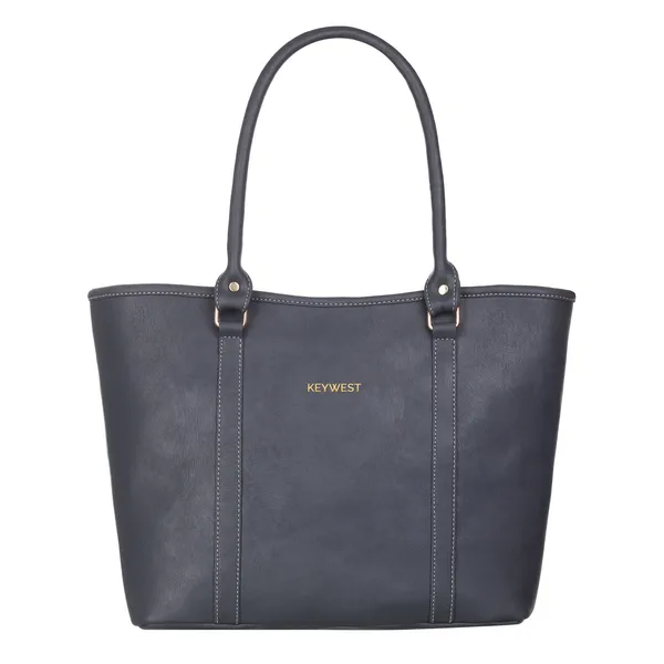 Keywest_Women's_Vegan_Leather_Luxe_Spade_Tote_Handbag_for_Women_|_Office_Bag_for_Work_|_Ladies_Purse_|_Stylish_Shoulder_Bag_|_Laptop_Bag_15.6_inch_|_Gift_For_Women_|_Dark_Grey