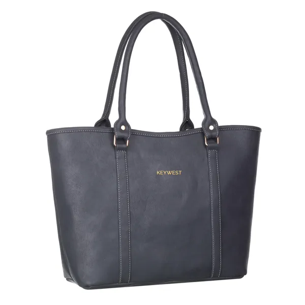 Keywest_Women's_Vegan_Leather_Luxe_Spade_Tote_Handbag_for_Women_|_Office_Bag_for_Work_|_Ladies_Purse_|_Stylish_Shoulder_Bag_|_Laptop_Bag_15.6_inch_|_Gift_For_Women_|_Dark_Grey