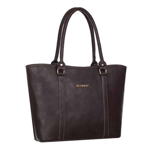 Keywest_Women's_Vegan_Leather_Luxe_Spade_Tote_Handbag_for_Women_|_Office_Bag_for_Work_|_Ladies_Purse_|_Stylish_Shoulder_Bag_|_Laptop_Bag_15.6_inch_|_Gift_For_Women_|_Brown