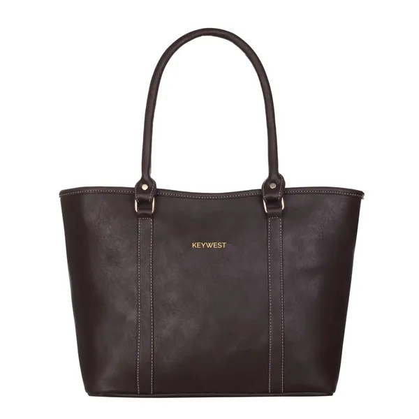 Keywest_Women's_Vegan_Leather_Luxe_Spade_Tote_Handbag_for_Women_|_Office_Bag_for_Work_|_Ladies_Purse_|_Stylish_Shoulder_Bag_|_Laptop_Bag_15.6_inch_|_Gift_For_Women_|_Brown