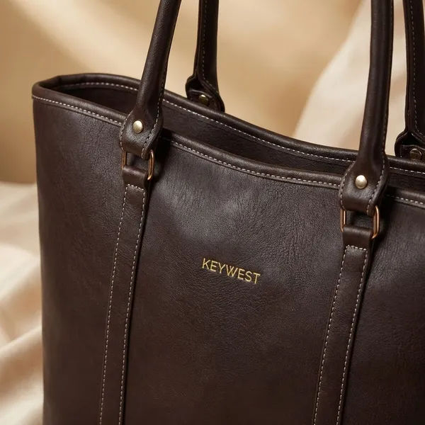 Keywest_Women's_Vegan_Leather_Luxe_Spade_Tote_Handbag_for_Women_|_Office_Bag_for_Work_|_Ladies_Purse_|_Stylish_Shoulder_Bag_|_Laptop_Bag_15.6_inch_|_Gift_For_Women_|_Brown