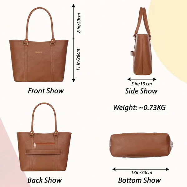 Keywest_Women's_Vegan_Leather_Luxe_Spade_Tote_Handbag_for_Women_|_Office_Bag_for_Work_|_Ladies_Purse_|_Stylish_Shoulder_Bag_|_Laptop_Bag_15.6_inch_|_Gift_For_Women_|_Tan
