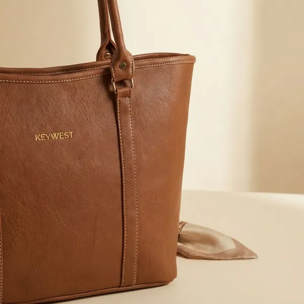 Keywest_Women's_Vegan_Leather_Luxe_Spade_Tote_Handbag_for_Women_|_Office_Bag_for_Work_|_Ladies_Purse_|_Stylish_Shoulder_Bag_|_Laptop_Bag_15.6_inch_|_Gift_For_Women_|_Tan