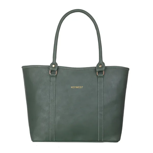 Keywest_Women's_Vegan_Leather_Luxe_Spade_Tote_Handbag_for_Women_|_Office_Bag_for_Work_|_Ladies_Purse_|_Stylish_Shoulder_Bag_|_Laptop_Bag_15.6_inch_|_Gift_For_Women_|_Green