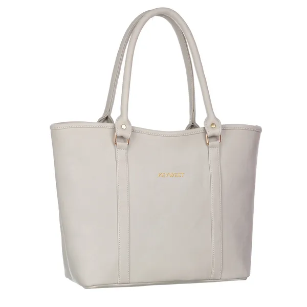 Keywest_Women's_Vegan_Leather_Luxe_Spade_Tote_Handbag_for_Women_|_Office_Bag_for_Work_|_Ladies_Purse_|_Stylish_Shoulder_Bag_|_Laptop_Bag_15.6_inch_|_Gift_For_Women_|_Light_Grey