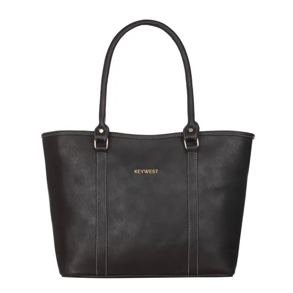 Keywest_Women's_Vegan_Leather_Luxe_Spade_Tote_Handbag_for_Women_|_Office_Bag_for_Work_|_Ladies_Purse_|_Stylish_Shoulder_Bag_|_Laptop_Bag_15.6_inch_|_Gift_For_Women_|_Black