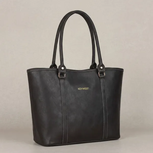 Keywest_Women's_Vegan_Leather_Luxe_Spade_Tote_Handbag_for_Women_|_Office_Bag_for_Work_|_Ladies_Purse_|_Stylish_Shoulder_Bag_|_Laptop_Bag_15.6_inch_|_Gift_For_Women_|_Black