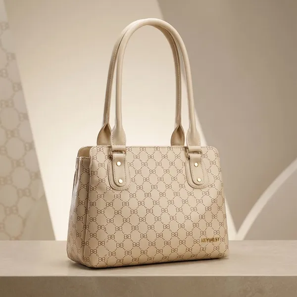 Keywest_Women's_Penguin_Luxe_Tote_Handbag_for_Women_|_Office_Bag_for_Work_|_Ladies_Purse_|_Stylish_Shoulder_Bag_|_Gift_For_Women_|_Beige