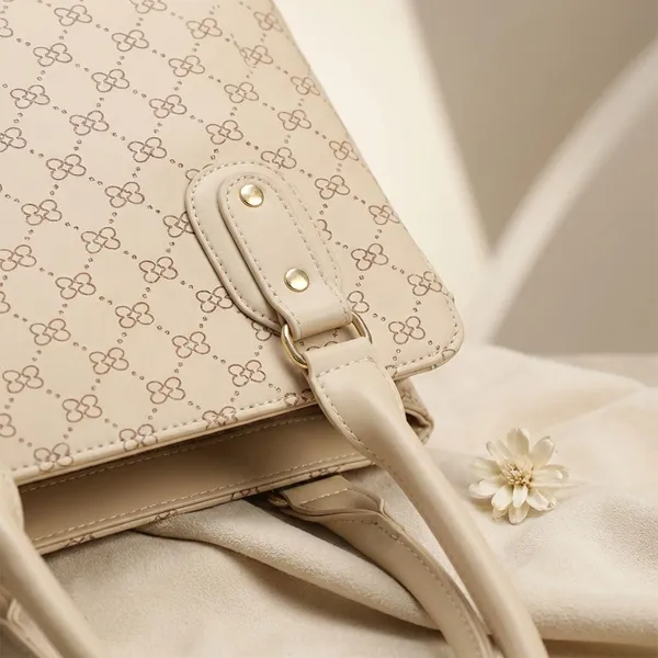 Keywest_Women's_Penguin_Luxe_Tote_Handbag_for_Women_|_Office_Bag_for_Work_|_Ladies_Purse_|_Stylish_Shoulder_Bag_|_Gift_For_Women_|_Beige