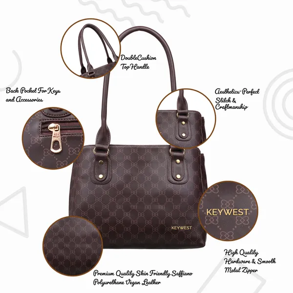 Keywest_Women's_Penguin_Luxe_Tote_Handbag_for_Women_|_Office_Bag_for_Work_|_Ladies_Purse_|_Stylish_Shoulder_Bag_|_Gift_For_Women_|_Brown