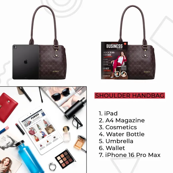 Keywest_Women's_Penguin_Luxe_Tote_Handbag_for_Women_|_Office_Bag_for_Work_|_Ladies_Purse_|_Stylish_Shoulder_Bag_|_Gift_For_Women_|_Brown