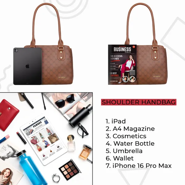 Keywest_Women's_Penguin_Luxe_Tote_Handbag_for_Women_|_Office_Bag_for_Work_|_Ladies_Purse_|_Stylish_Shoulder_Bag_|_Gift_For_Women_|_Tan