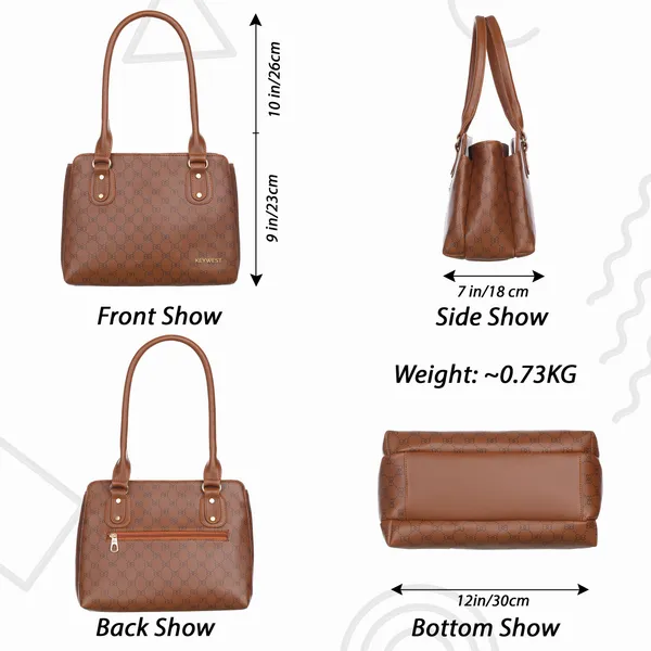 Keywest_Women's_Penguin_Luxe_Tote_Handbag_for_Women_|_Office_Bag_for_Work_|_Ladies_Purse_|_Stylish_Shoulder_Bag_|_Gift_For_Women_|_Tan