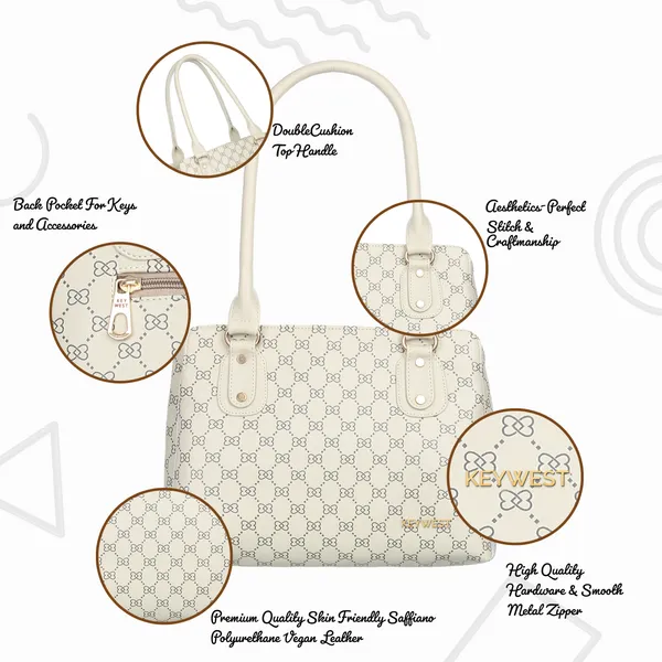 Keywest_Women's_Penguin_Luxe_Tote_Handbag_for_Women_|_Office_Bag_for_Work_|_Ladies_Purse_|_Stylish_Shoulder_Bag_|_Gift_For_Women_|_Cream