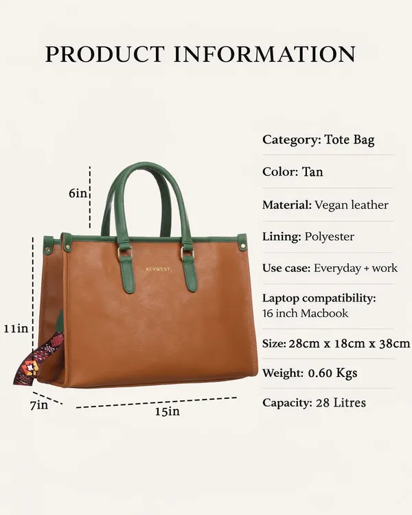 Keywest_Women's_Voyage_Luxe_Tote_Handbag_for_Women_|_Hobo_Bag_for_Work_|_Ladies_Purse_|_Stylish_Shoulder_Bag_|_Gift_For_Women_|_Tan