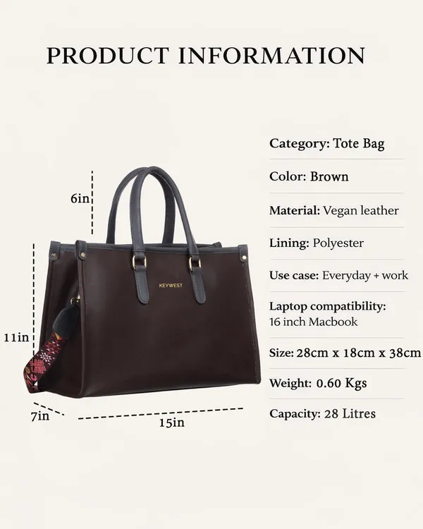 Keywest_Women's_Voyage_Luxe_Tote_Handbag_for_Women_|_Hobo_Bag_for_Work_|_Ladies_Purse_|_Stylish_Shoulder_Bag_|_Gift_For_Women_|_Brown