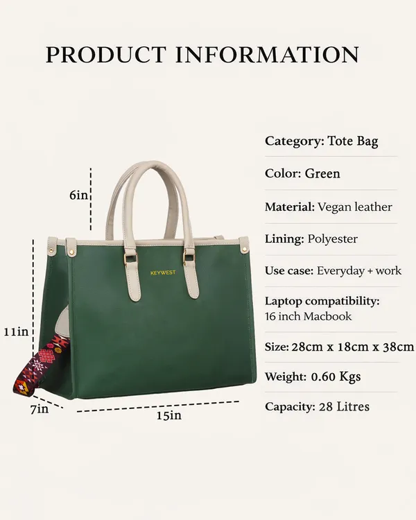 Keywest_Women's_Voyage_Luxe_Tote_Handbag_for_Women_|_Hobo_Bag_for_Work_|_Ladies_Purse_|_Stylish_Shoulder_Bag_|_Gift_For_Women_|_Green