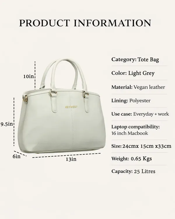 Keywest_Women's_Legacy_Luxe_Tote_Handbag_for_Women_|_Hobo_Bag_for_Work_|_Ladies_Purse_|_Stylish_Shoulder_Bag_|_Gift_For_Women_|_Light_Grey