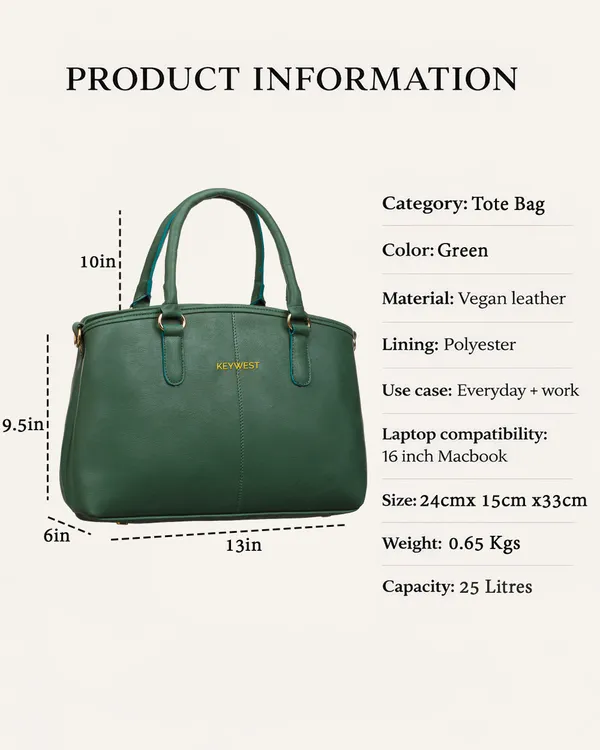 Keywest_Women's_Legacy_Luxe_Tote_Handbag_for_Women_|_Hobo_Bag_for_Work_|_Ladies_Purse_|_Stylish_Shoulder_Bag_|_Gift_For_Women_|_Green