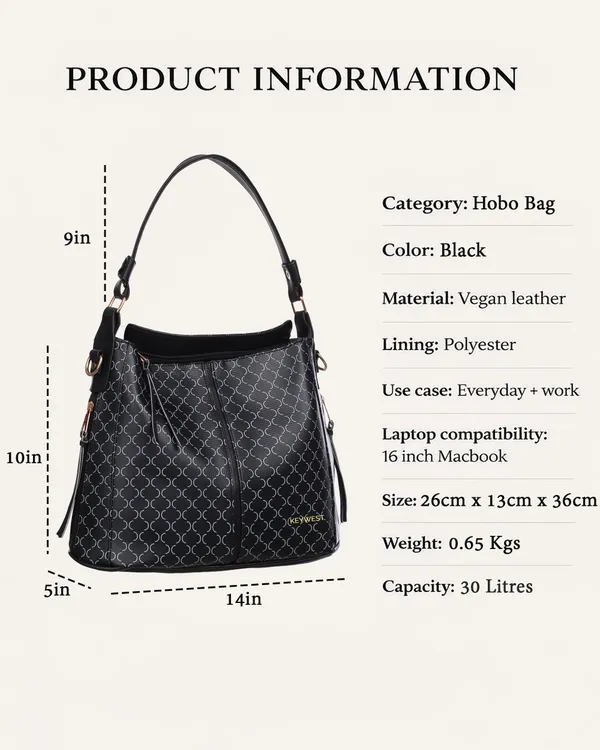 Keywest_Women's_Classic_Luxe_Tote_Handbag_for_Women_|_Hobo_Bag_for_Work_|_Ladies_Purse_|_Stylish_Shoulder_Bag_|_Gift_For_Women_|_Black