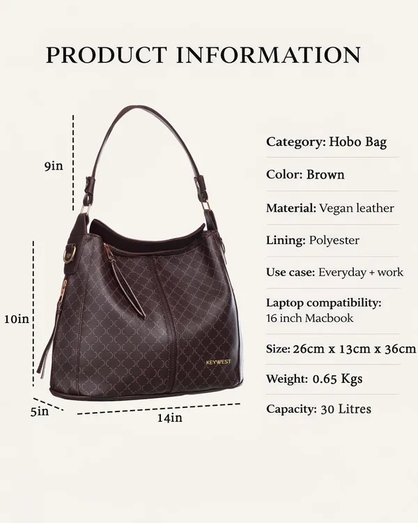 Keywest_Women's_Classic_Luxe_Tote_Handbag_for_Women_|_Hobo_Bag_for_Work_|_Ladies_Purse_|_Stylish_Shoulder_Bag_|_Gift_For_Women_|_Brown
