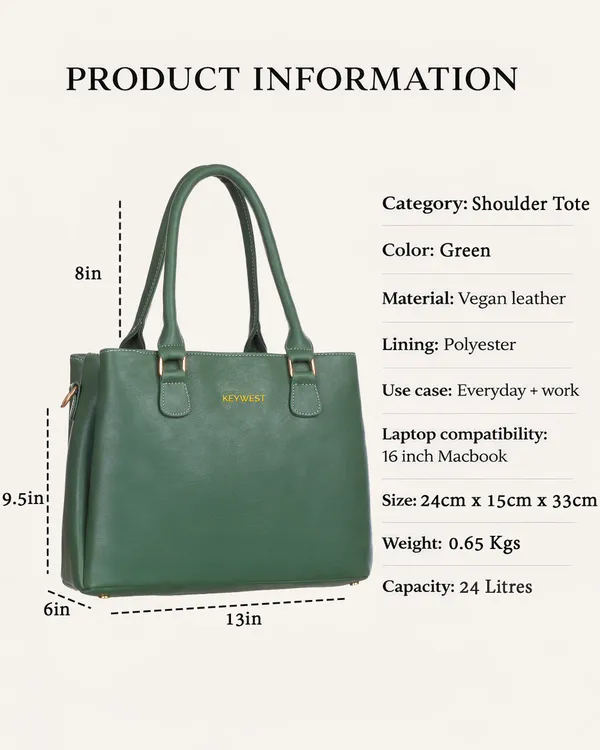 Keywest_Women's_Astrid_Luxe_Tote_Handbag_for_Women_|_Hobo_Bag_for_Work_|_Ladies_Purse_|_Stylish_Shoulder_Bag_|_Gift_For_Women_|_Green