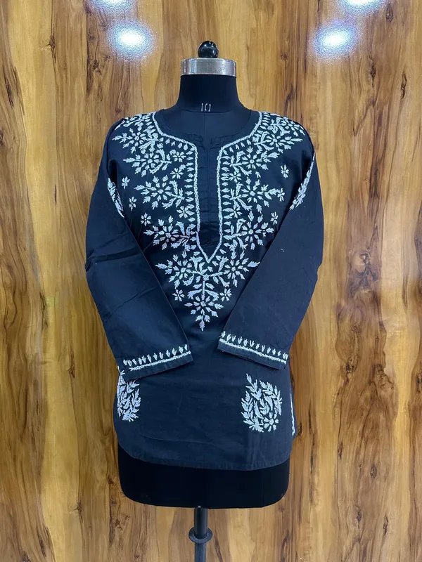 Pure_Chikankari_Black_And_Lavender_Cotton_Short_Top_And_Sharara_Set_For_Women_(Pack_Of_2)