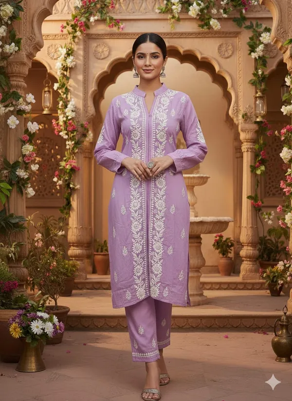 Pur_Chikankari_Lavender_Rayon_Pant_Set_For_Women