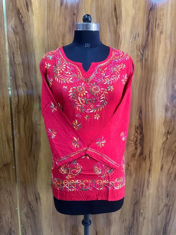 Pure_Chikankari_Pink_Rayon_Short_Top_For_Women