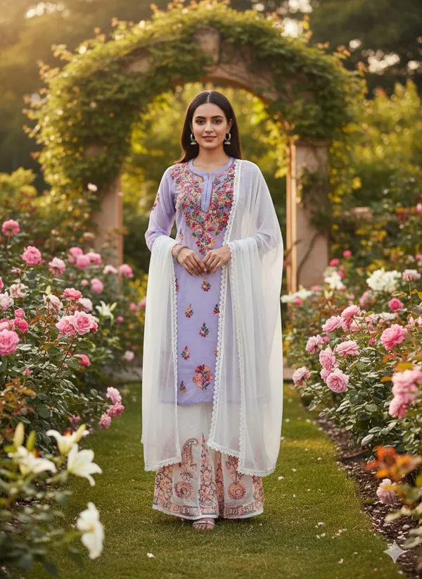 Pure_Chikankari_Black_And_Lavender_Cotton_Short_Top_And_Sharara_Set_For_Women_(Pack_Of_2)