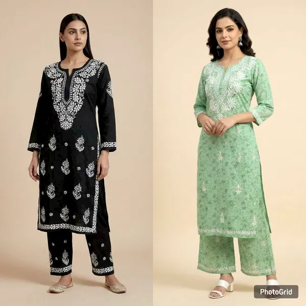 Pure_Chikankari_Black_And_Green_Rayon_Palazzo_Set_For_Women_(Pack_Of_2)