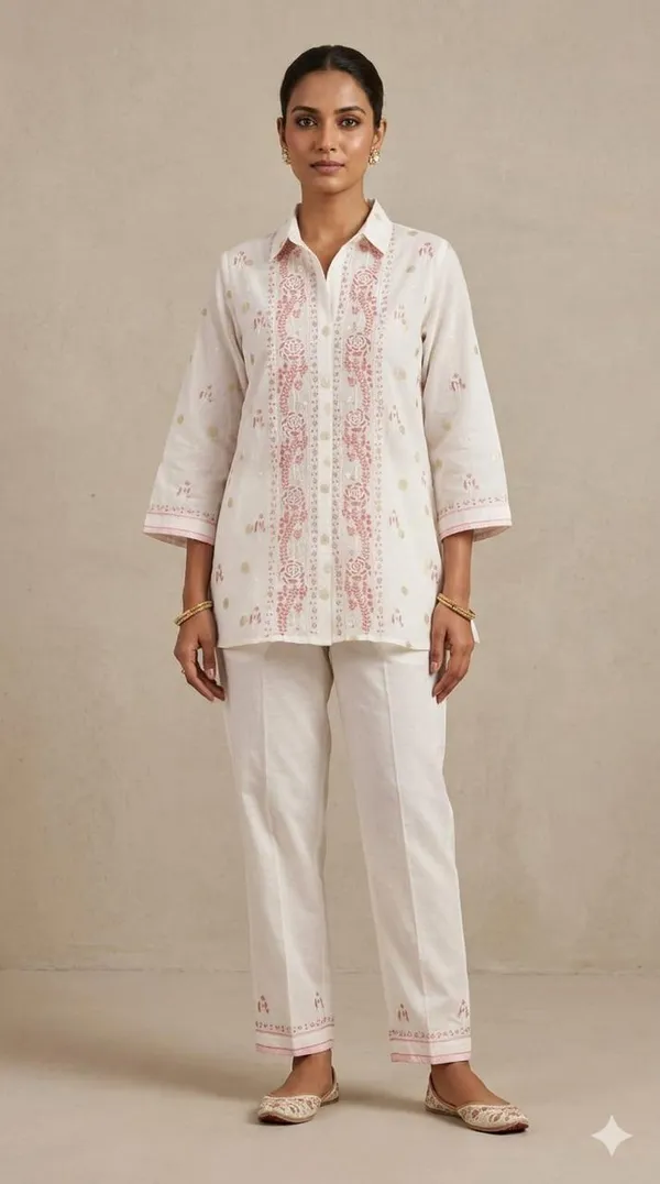 Semi_stiched_Pure_Banarasi_Mul_Co-ord_Set_Fabric