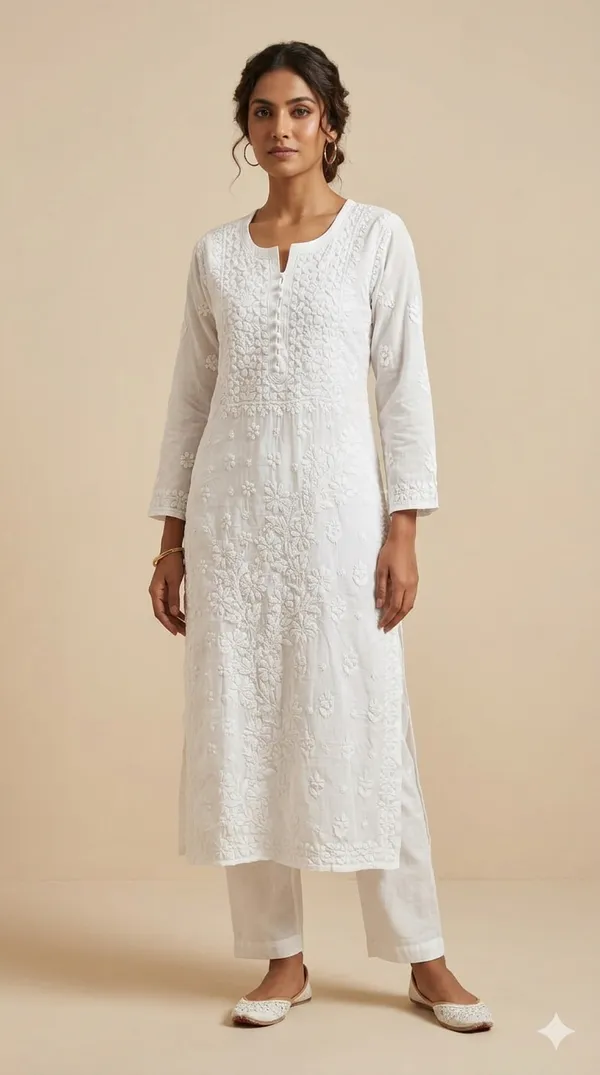 Pure_Premium_Georgette_Chikankari_Long_kurti_White