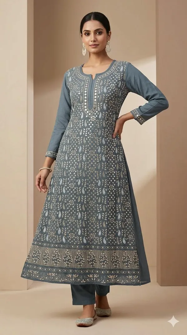 Semi_stiched_Gotapatti_Chikankari_Blue_Suit_with_Dupatta