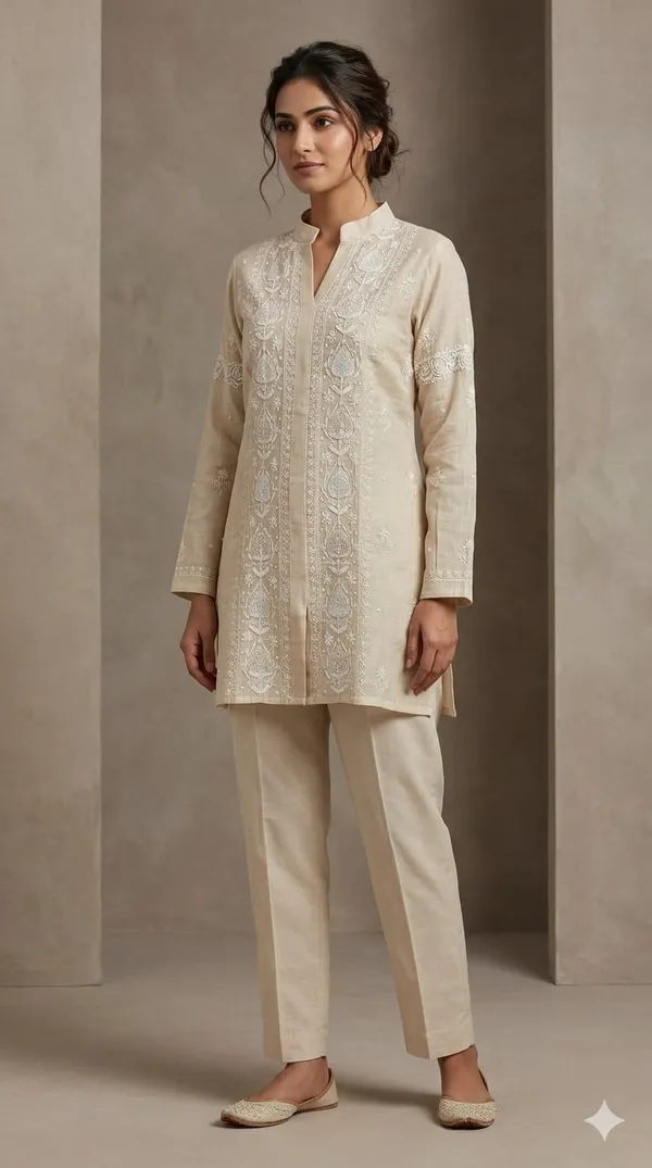 Semi_stiched_Pure_Chikankari_Tissue_Co-ord_Set_Fabric