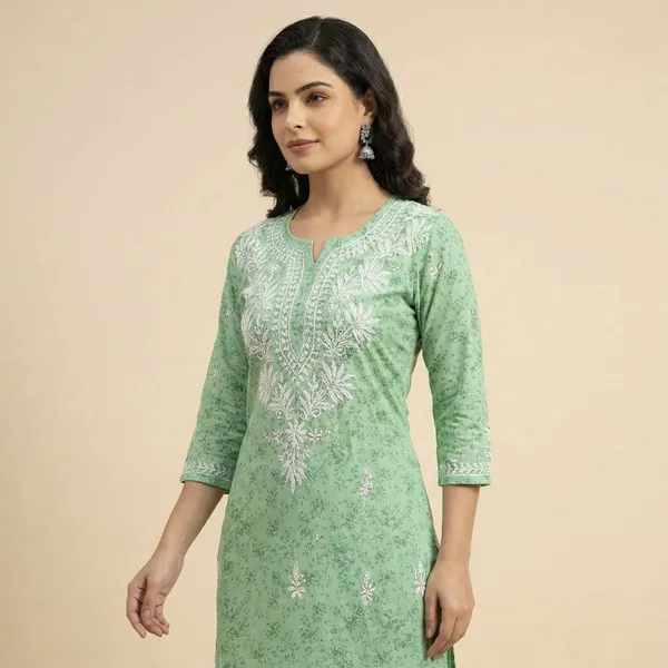 Pure_Chikankari_Green_Silk_Palazzo_Set_For_Women