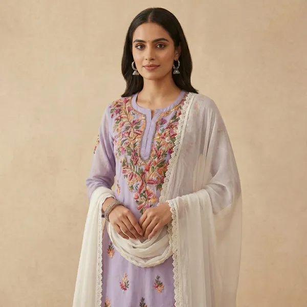 Pure_Chikankari_Black_And_Lavender_Cotton_Short_Top_And_Sharara_Set_For_Women_(Pack_Of_2)