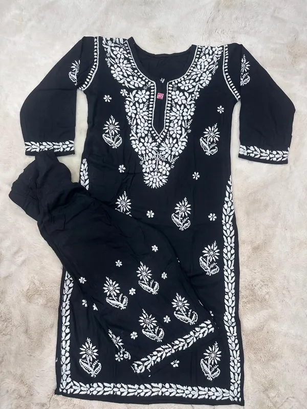 Pure_Chikankari_Black_Rayon_Palazzo_Set_For_Women